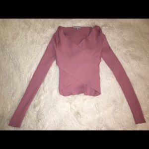 Pink long sleeve crossed top